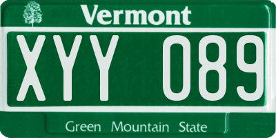 VT license plate XYY089