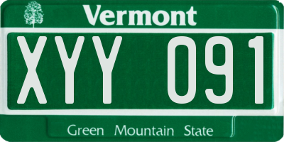 VT license plate XYY091
