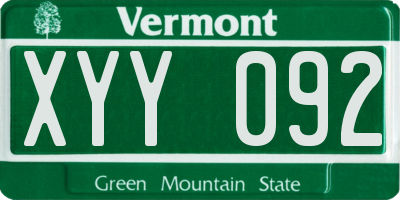 VT license plate XYY092