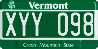 VT license plate XYY098