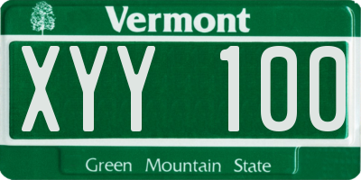 VT license plate XYY100