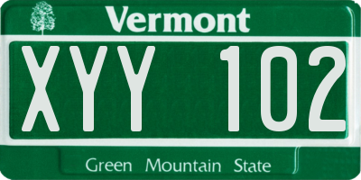 VT license plate XYY102