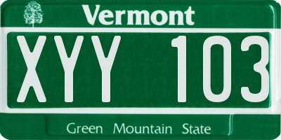 VT license plate XYY103