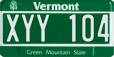 VT license plate XYY104