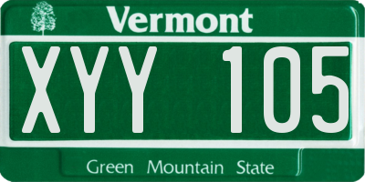 VT license plate XYY105