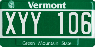 VT license plate XYY106