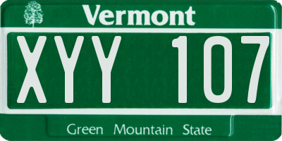 VT license plate XYY107