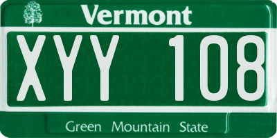 VT license plate XYY108