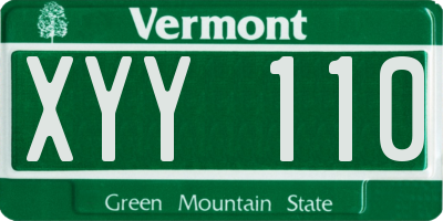 VT license plate XYY110