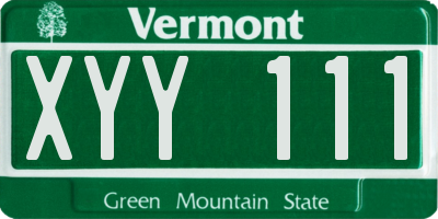 VT license plate XYY111