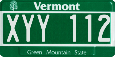 VT license plate XYY112
