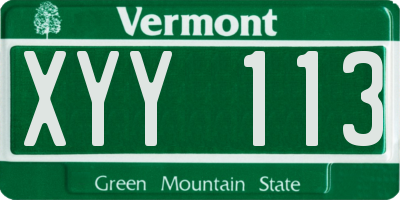 VT license plate XYY113