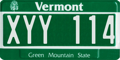 VT license plate XYY114