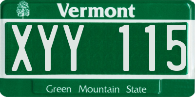 VT license plate XYY115