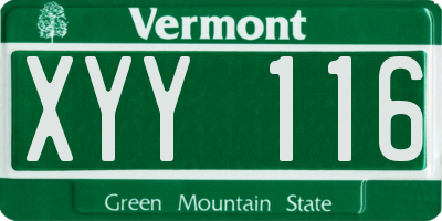 VT license plate XYY116