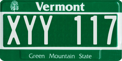 VT license plate XYY117