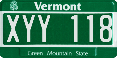 VT license plate XYY118