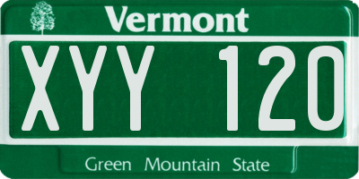 VT license plate XYY120