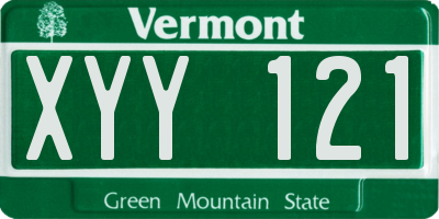 VT license plate XYY121