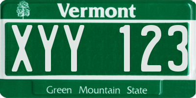VT license plate XYY123
