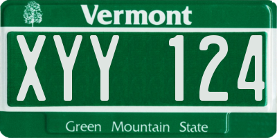 VT license plate XYY124