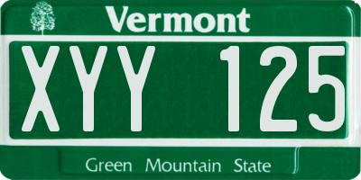 VT license plate XYY125