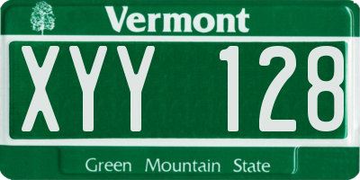 VT license plate XYY128