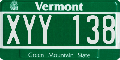 VT license plate XYY138