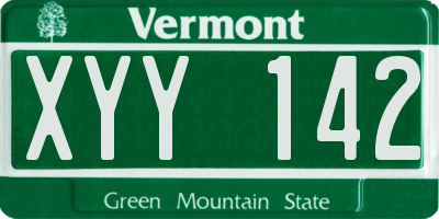 VT license plate XYY142