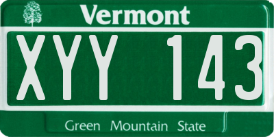 VT license plate XYY143