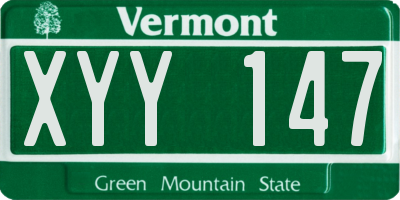 VT license plate XYY147