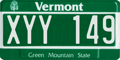 VT license plate XYY149