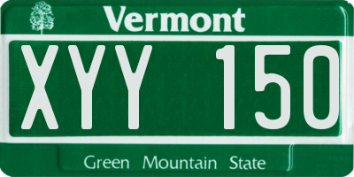 VT license plate XYY150