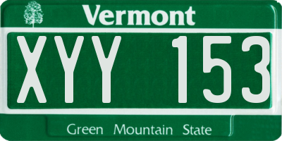 VT license plate XYY153