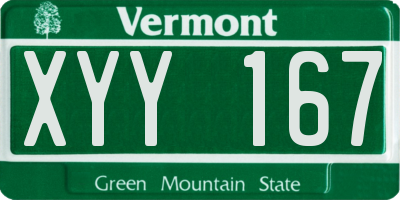 VT license plate XYY167