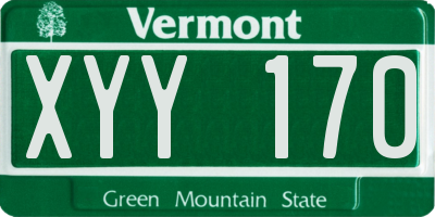 VT license plate XYY170