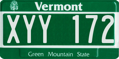 VT license plate XYY172