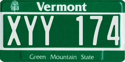 VT license plate XYY174