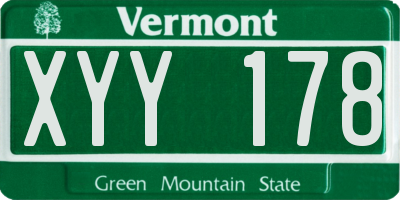 VT license plate XYY178