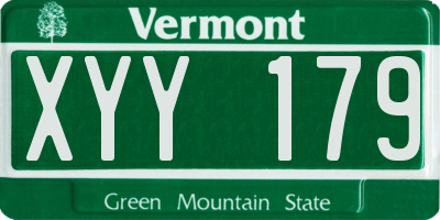 VT license plate XYY179