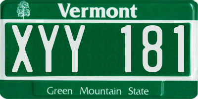 VT license plate XYY181