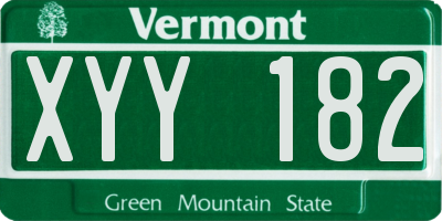 VT license plate XYY182