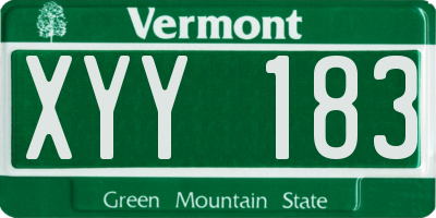 VT license plate XYY183