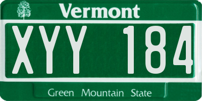VT license plate XYY184