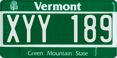 VT license plate XYY189