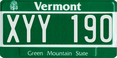 VT license plate XYY190