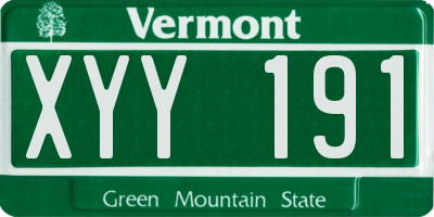 VT license plate XYY191
