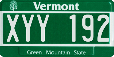 VT license plate XYY192