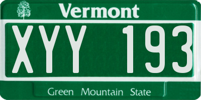VT license plate XYY193
