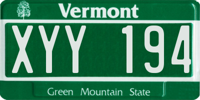 VT license plate XYY194